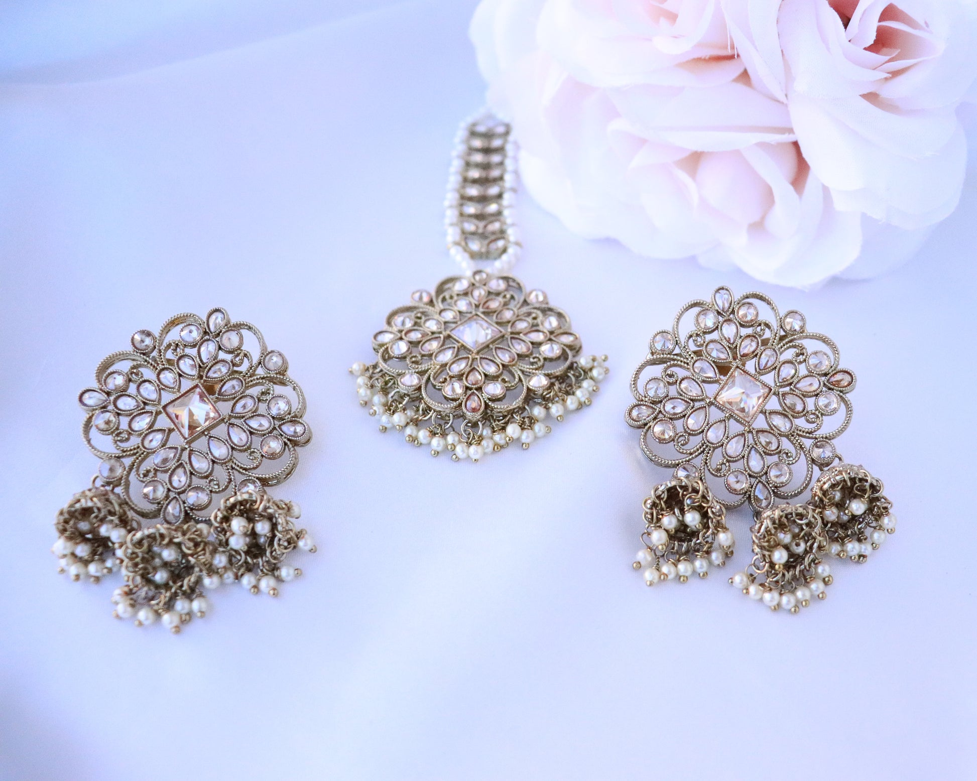 Ma Belle Polki Tikka Earrings Set GLDN DESI