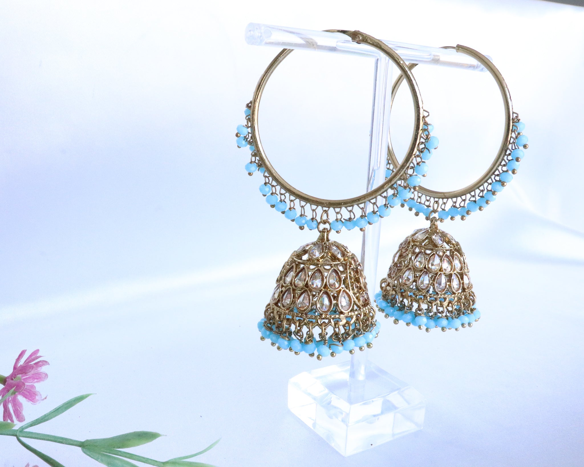 Kemp Stones Gold-Plated Peacock Inspired Jhumka Earrings with Pearls D –  Priyaasi